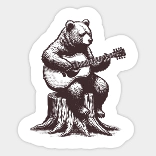 Bear playing Guitar Sticker